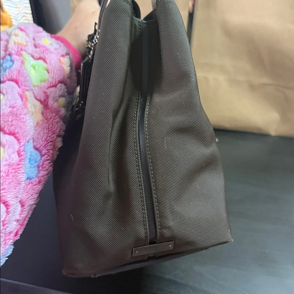 Coach Mercer Olive Green and Black Tote Satchel with Bead Charm